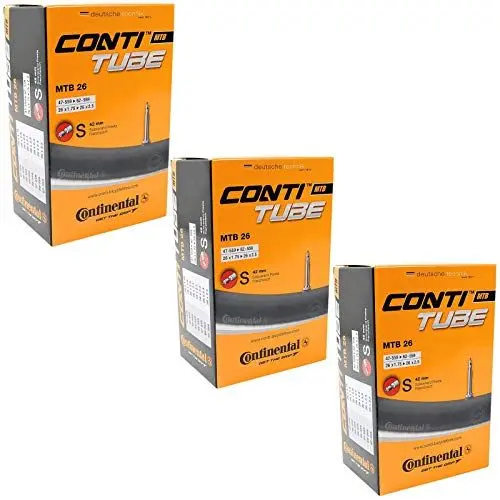 Produktbild: Continental Unisex Mountainbike-Schlauch mit 42 mm Presta-Ventil, 66 cm x 1,75-2,5 Zoll, 3 Stück Innenschlauch-Packung, Schwarz, 26