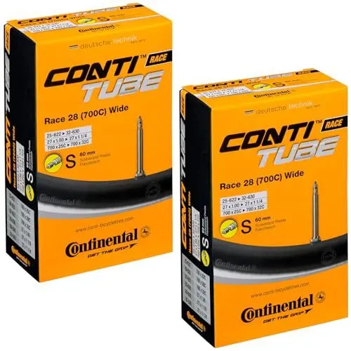 Produktbild: Continental Unisex Race 28 Fahrradschläuche mit Presta-Ventil, 32c, 1 Paar Innenschlauch-Packs, Schwarz, 700 x 25-32