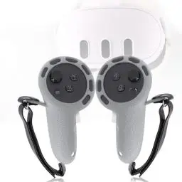 Produktbild: Controller Grips Cover Compatible with Meta/Oculus Quest 3 Accessories, Silicone Grip Cover Protector with Knuckle Straps (Gray, 1 Pair)