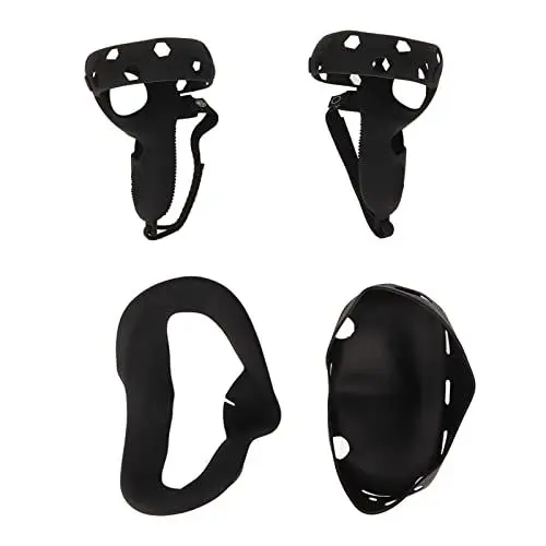 Produktbild: Controller-Griffabdeckung für Quest 2, Silikon-VR-Shell-Abdeckung, Zubehörset mit Gesichtsabdeckung, Objektivschutzabdeckung für Quest 2-Zubehör (Schwarz)