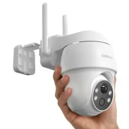 Produktbild: COOAU 2K Überwachungskamera Aussen Akku WiFi6, 355°/90° Schwenkbar, Kabellose WLAN IP Kamera Outdoor mit Nachtsicht in Farbe, Personen-/Bewegungserkennung, IP66, Cloud-Speicher, Works with Alexa