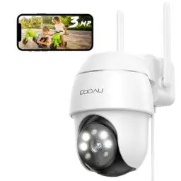 Produktbild: COOAU 2K Überwachungskamera Aussen WLAN,355°/90°Schwenkbar IP Kamera Outdoor mit Mensch Bewegungsmelder, Automatische Verfolgung,24/7 Aufnahme, Farbige Nachtsicht, IP66, 2-Wege-Audio