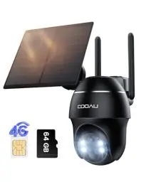 Produktbild: COOAU 4G LTE Überwachungskamera Aussen Akku mit SIM Karte+64GB Kartenspeicher+Solarpanel, Kamera überwachungs LTE,2K Kabellos Solar Kamera Outdoor mit Farb-Nachtsicht, PIR Personenerkennung, IP66