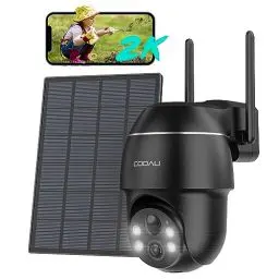 Produktbild: COOAU Überwachungskamera Aussen Solar Akku - Kamera Überwachung Außen - 2K PTZ 355°/90° Kabellos WLAN IP Kamera​Outdoor mit Smart Bewegungsmelder | Farbige Nachtsicht | WiFi Weitwinkel Camcorder