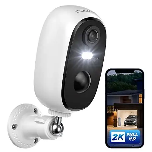 Produktbild: COOAU 2K WiFi6 Überwachungskamera Aussen | Innen Akku WLAN Kabellos Wiederaufladbare IP Kamera mit PIR-Bewegungserkennung, Lange Zeit Standby mit Nachtsicht in Farbe und 2 Wege Audio, IP65