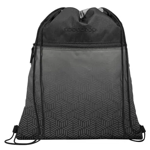 Produktbild: Coocazoo Turnbeutel, Black Carbon, schwarz, mit Reißverschlussfach und Kordelzug, reflektierende Elemente, Schlaufen zur Befestigung am Schulrucksack, ab der 3. Klasse, ca. 10 Liter