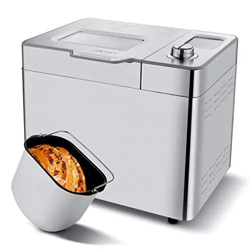 Produktbild: COOCHEER Brotbackautomat Backmeister Edelstahl Brotbackmaschine mit 3 Backfarben und 3 Bräunungsgrade, 25 Backprogramme, 550W