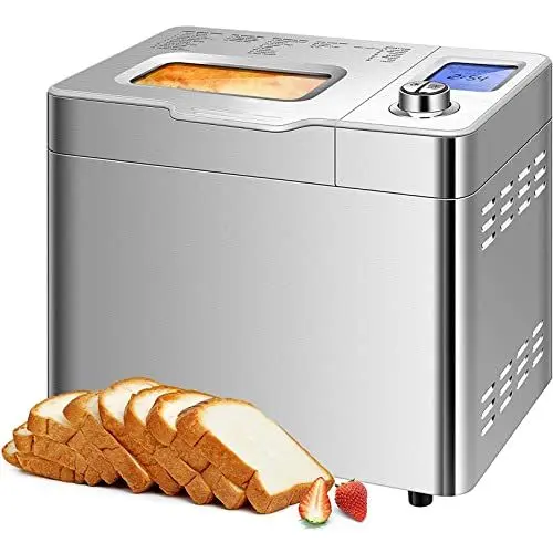 Produktbild: COOCHEER Brotbackautomat mit Kapazität bis zu 900 g, intelligente und automatische Programme, 3 Brotgrößen, 550 W, 36 x 22 x 30 cm, silber