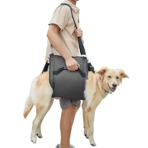 Produktbild: COODEO Hundetragegurt, Notfallrucksack Unterstützung für Rehabilitation Hundelift Geschirr, Hundeträger für ältere Hunde Gelenkverletzungen, Arthritis, Treppe hinauf (XL,Schwarz)