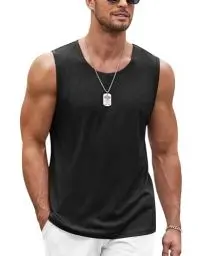 Produktbild: COOFANDY Herren Ärmelloses Laufshirt Tanktop atmungsaktives elastisches Quick Dry Funktionsshirts Baselayer Sports Fitness Schwarz XL