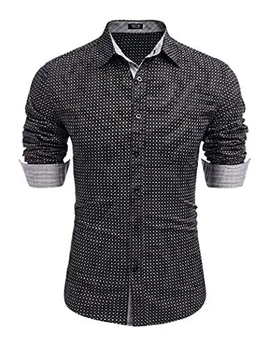 Produktbild: COOFANDY Herren Hemd Businesshemd Regular Fit Langarm Freizeithemd Casual Herrenhemd Klassisch PAT7 S