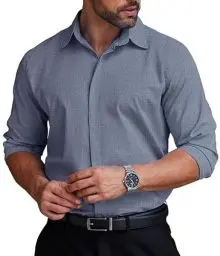 Produktbild: COOFANDY Herren Hemden Langarm Business Freizeithemd Hemden Bügelleicht leicht Stretch Hidden Buttons Formales Herrenhemden Blau L