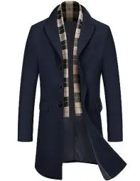 Produktbild: COOFANDY Herren Mantel Lange Business Wintermantel Kurzmantel Wollmantel Trenchcoat Lässige Windjacke Reversjacke Warm Jacken Herrenmantel Winterjacke Navy blau XL