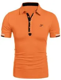 Produktbild: COOFANDY Herren Polohemd Kurzarm Stickerei Poloshirt T-Shirt leichtes Polo Hemd Männer Alpha Shirts Golf Safrangelb L
