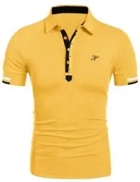 Produktbild: COOFANDY Herren Poloshirt Kurzarm T-Shirt Fitness Golf Shirts Polo Hemd Klassisches Golfpolo Männer Polohemd Yellow L