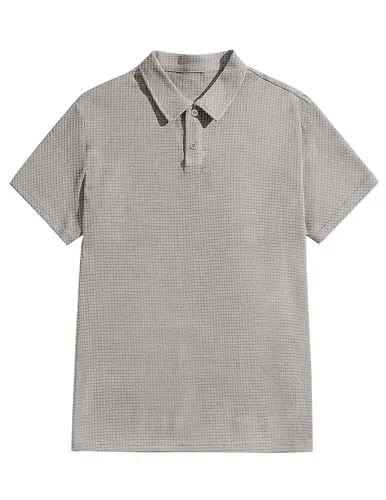 Produktbild: COOFANDY Männer Polo Shirt Herren Kurzarm Waffel Poloshirt Leichtes Sommerhemd Sport T-Shirt Casual Golf Lightgrau S