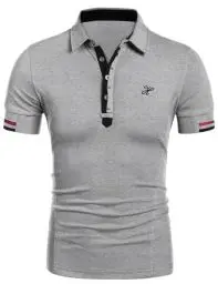 Produktbild: COOFANDY Herren Poloshirt Hemd Kurzarm Männer T-Shirt Polos leichtes Stickerei Polohemd Alpha Golf Shirt Grau XL