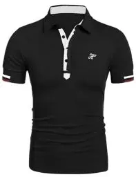 Produktbild: COOFANDY Herren Poloshirt Kurzarm Casual Basic Golf Polohemd Business Oberteile Männer Polo Urlaub Muscle Fit Schwarz M