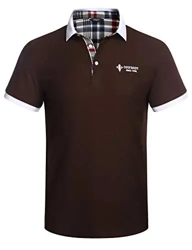 Produktbild: COOFANDY Poloshirts Herren Kurzarm Slim Fit Polohemd T-Shirt Sports Golf Hemden Dunkel Kaffee M