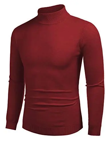 Produktbild: COOFANDY Herren Pullover Slim Fit Rollkragenpullover Männer Elegant Basic Casual Business Strick Sweater Weinrot L