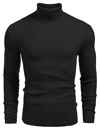 Produktbild: COOFANDY Herren Rollragen Pullover Langarmshirt Feinstrick Sweater Freizeit Slim fit Basic Männer Pullover Schwarz M
