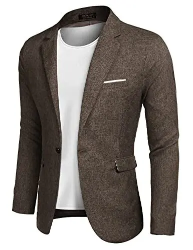 Produktbild: COOFANDY Herren Sakko Sportlich Modern Lässige Blazerjacke Leinen Freizeit Leichte Anzugjacke Sportlich Braun XL