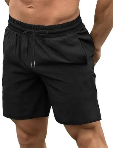 Produktbild: COOFANDY Herren Sporthosen Kurz Laufshorts mit Taschen Schwarz L Trainingsshorts Gym Shorts Schnell Trocknend