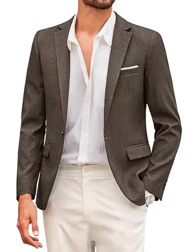 Produktbild: COOFANDY Herren Sportlich Sakko Freizeit Blazer Regular Fit Anzugjacke Business Jackett 1 Knopf Brown XL