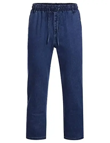 Produktbild: COOFANDY Herren Straight Leg Jeans Strech-Denim Schlupfhose Schlupfjeans Bequeme HosenRegular Waist Leichte für Männer Elastischer Bund Casual Blau M