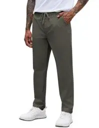 Produktbild: COOFANDY Herren Hose Modern Hose Schlupfhose Baumwolle Freizeithose Herren Lang Herrenhose mit Gummibund Chino-Hose mit Taschen Stretch Hose Armeegrün XL