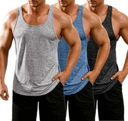 Produktbild: COOFANDY 3er Pack Sommer Tanktops Herren Sport Gym Tanktop Shirt Unterhemd Fitness Herren Lockeres Tank Top Schwarz/Hellgrau/Marineblau L