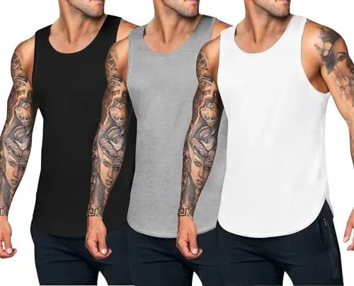 Produktbild: COOFANDY Tanktops Herren Gym Unterhemden Stringer Tank Top Ärmellose Tankshirt Männer Muskelshirts Bodybuilding Herren Kleidung Schwarz/Grau/Weiß XXL