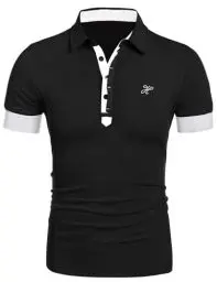 Produktbild: COOFANDY Poloshirt für Herren Kurzarm Polo Muskelshirt Männer Sommer T-Shirt Slim Fit Sport Shirts Golf Schwarz & Weiß M