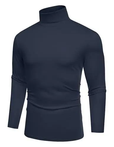 Produktbild: COOFANDY Rollkragenpullover Herren Dünn Rollkragenshirt Rolli Langarm Unterziehrolli Longsleeve Slim Fit Turtleneck Top für Herren Rollkragen T-Shirt Blau Lila S