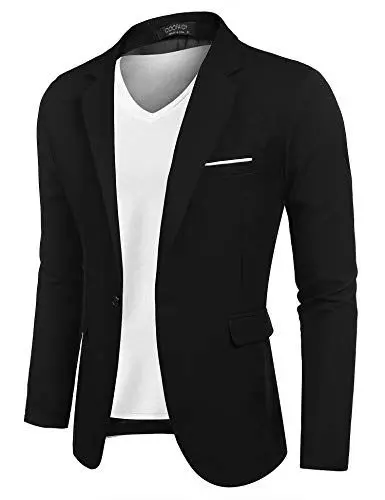 Produktbild: COOFANDY Sakko Herren Sportlich Freizeit Blazer Regular Fit Jackett Lässig Anzugjacke Schwarz M