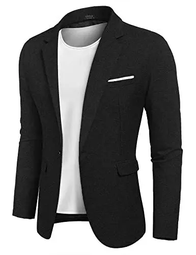 Produktbild: COOFANDY Blazer Herren Slim Fit Sakko Herren Sportsakko Leinen Sportlich Anzugjacke Freizeit Sakkos Schwarz M