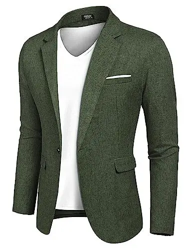Produktbild: COOFANDY Herren Sakko Sportlich Männer Freizeit Blazer Slim Fit Anzugjacke 1 Knopf Jackett Darkgrün M