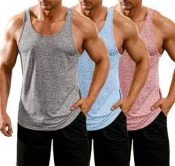 Produktbild: COOFANDY Tank Top Herren 3er Pack Sport Unterhemden Herren Gym Unterhemd Tanktop Sommer Muskelshirt Fitness Fashion Lockeres Laufshirt Mittelgrau/Hellblau/Rosa L
