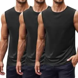 Produktbild: COOFANDY Tank Top Herren Ärmellos Sommer Unterhemd Fitness Herren Workout Trainingsshirt Muskel T-Shirt UPF 50+ Sonnenschutz Laufshirt Schwarz/Schwarz/Schwarz M
