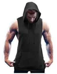 Produktbild: COOFANDY Tank Top Herren Fitness Shirts Workout Sport Fitness Hoodie Muskelshirt mit Handytaschen Muskel Shirt Sport Tshirts Kapuzenpullover Schwarz(1 Stück) XL
