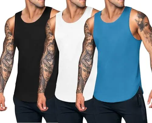 Produktbild: COOFANDY Herren 3er Pack Quick Dry Workout Tank Top Fitnessstudio Muskel T-Shirt Fitness Bodybuilding Ärmelloses T-Shirt