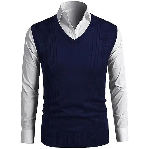 Produktbild: COOFANDY West Herren Pullunder V-Ausschnitt Regular Fit