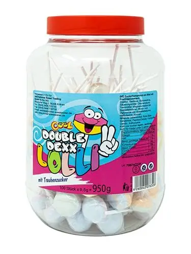 Produktbild: Cool Double Dexx 100 Lollies mit Traubenzucker und Fruchtgeschmack in der Dose, 1er Pack (1 x 950g)
