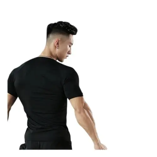 Produktbild: Cool Dry Kurzarm-Kompressionsshirts für Herren, Sport-T-Shirts, Sportliches Trainingsshirt, Schwarz, M, Kompressionsshirts für Herren, Kompressionsoberteil für Herren, Hemden für