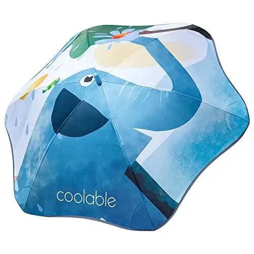 Produktbild: coolable Regenschirm für Kinder, Motiv Tiere, UPF 50+, Stockschirm, für Jungen und Mädchen, Durchmesser 90 cm, Rand reflektierend(Elefant)
