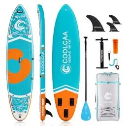 Produktbild: COOLCAA 354cmx86cmx15cm Stand Up Paddling Board mit Premium SUP Zubehör, Tragkraft bis 210kg, SUP Board für Erwachsene und Jugendliche Aller Niveaus