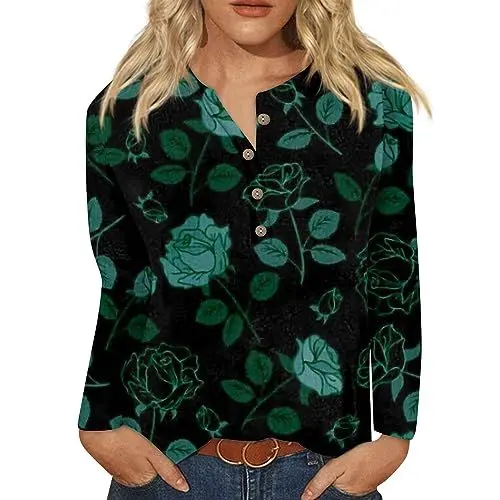 Produktbild: Coole Sachen Für Teenager Mädchen Pullover Weiblich Knopfleiste Pullover Rundhals Bequemer Strand Klassische Overzise Oberteil Damens Halloween Mehrfarbig Warn Langärmliges Dicke Dunkelgrün
