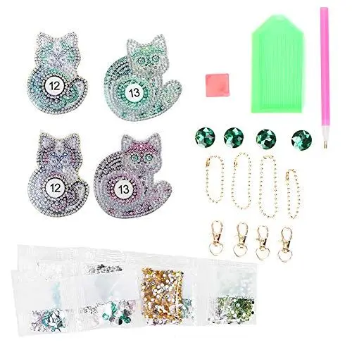 Produktbild: COOLEAD DIY Diamant Katze Schlüsselanhänger Harz Pailletten handgemachte Schlüsselanhänger Dekoration