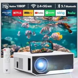 Produktbild: CoolEeve 2024 Neuer Beamer 20000 Lumen Full HD 1080P Unterstützt, 4k Support 5G WiFi LED Heimkino Portable Projektor, Kompatibel mit iOS/Android/Laptop/PC/TV-Stick