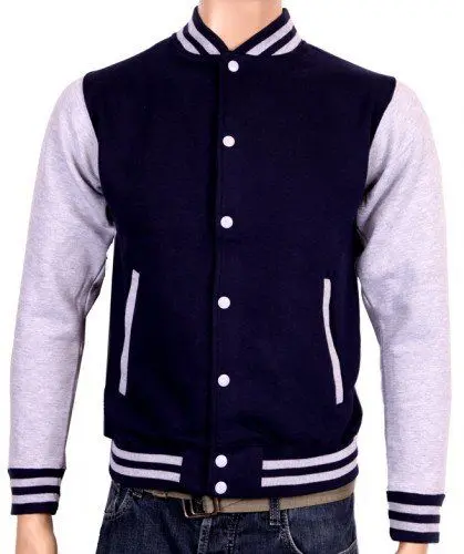 Produktbild: Coole-Fun-T-Shirts Uni College Weißer Ärmel Jacke, Dunkelblau/grau, M